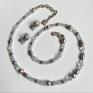 ⚡️Host Pick⚡️Swarovski Authentic, Vintage Aqua Crystal & Freshwater Pearl Set